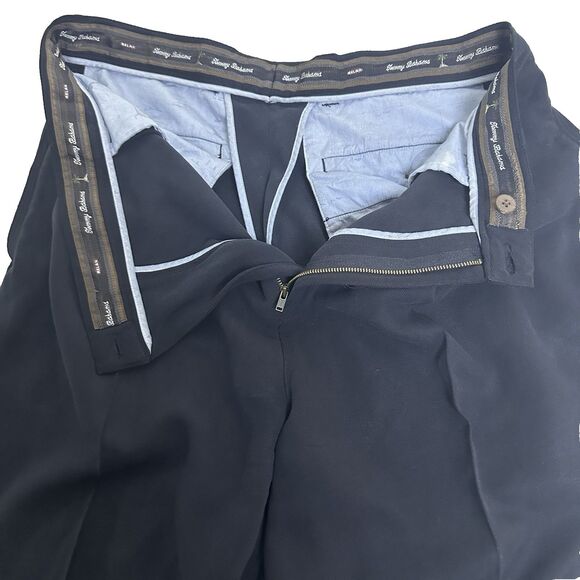 Tommy‎ Bahama Men’s Silk Pleated Dress Pants 36 Navy Black Textured Relaxed Fit - Picture 3 of 12